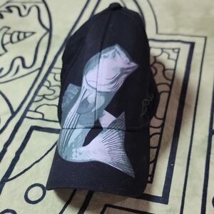 Bass Black and White Fish Design Hat